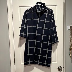 Never been work Loft blue and white dress